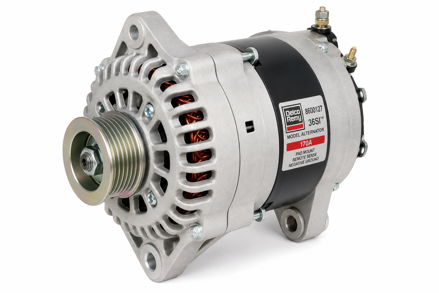 DELCO REMY 8600127 Alternator - 36SI Model, New, 170A, Pad Mount, Remote Sense, Negative Ground