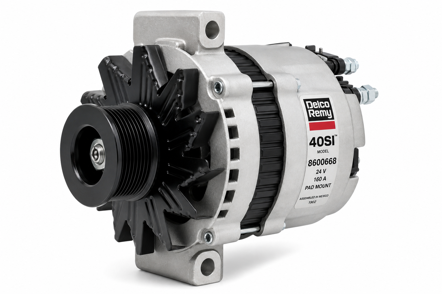 DELCO REMY 8600668 Alternator - 40SI Model, 24V, 160A, 5/16 B+ Output Terminal, Pad
