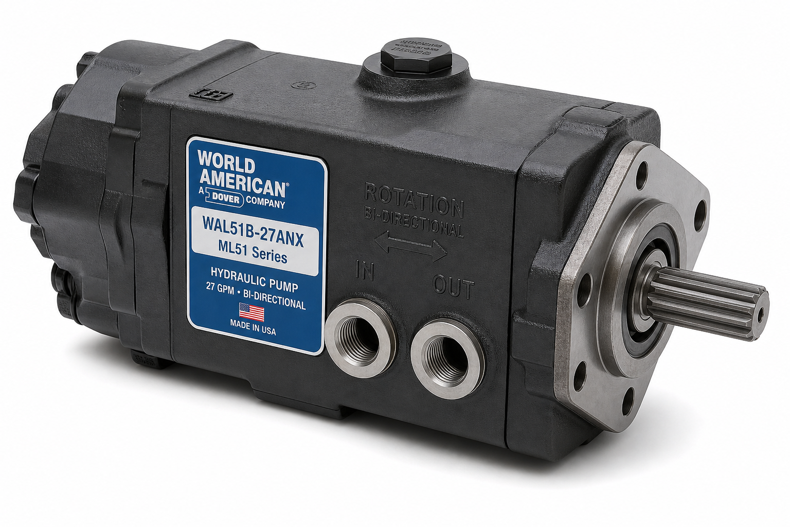 WORLD AMERICAN WAL51B-27ANX ML51 Series Hydraulic Pump - 27 GPM, 3,000 PSI, 1.25"/1.5" Ports, Bi-Directional