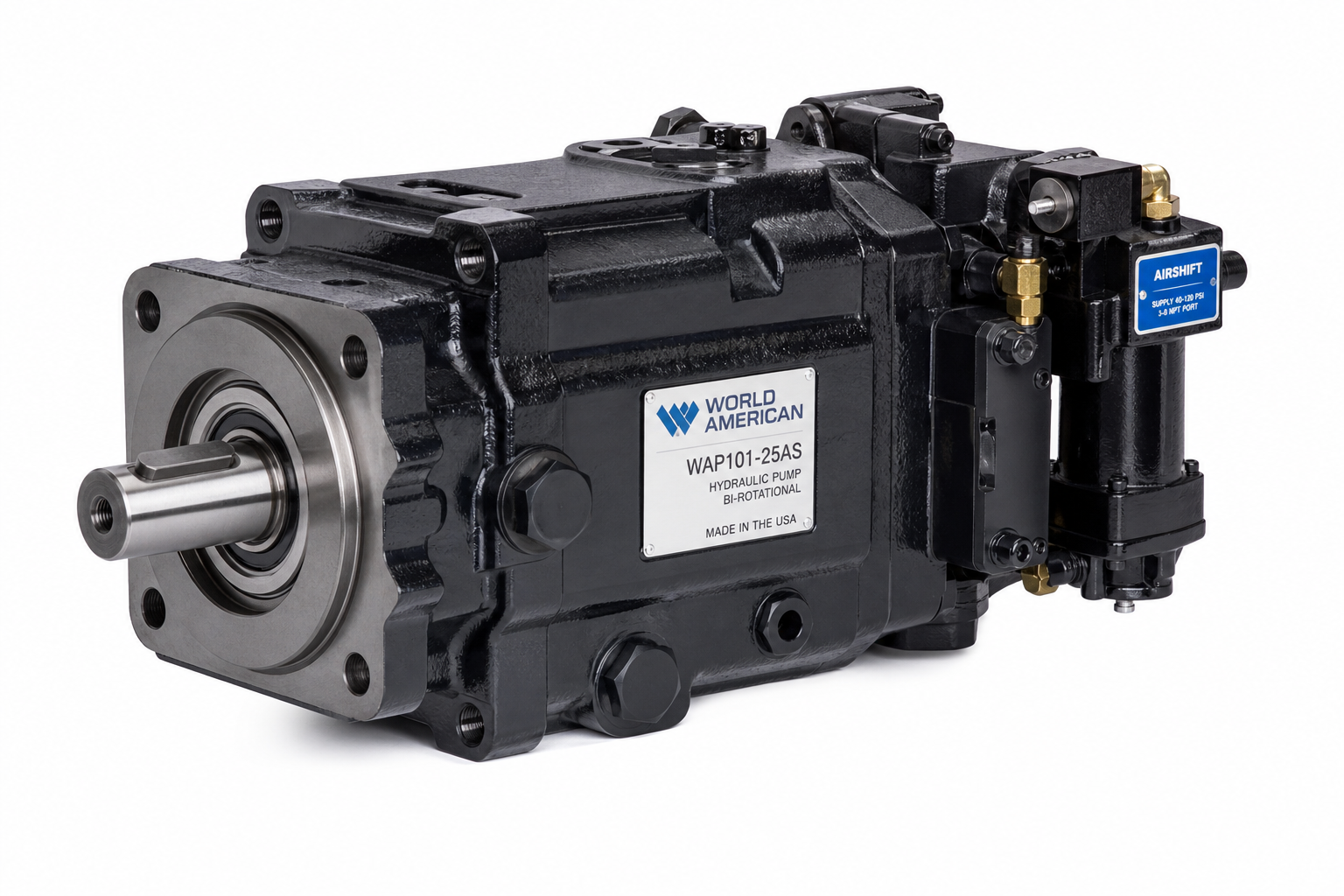 WORLD AMERICAN WAP101-25AS Hydraulic Pump - Bi-Rotational, 1" Dia. Keyed Shaft, with Airshift